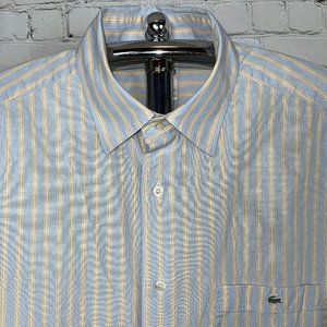 Lacoste Blue and Yellow Striped Casual Button Down Shirt